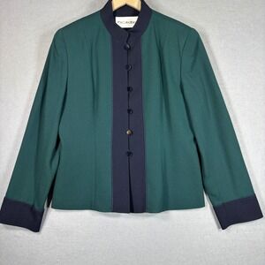JH Collectibles Vintage Womens Wool Colorblock Blazer Jacket Sz 10 USA